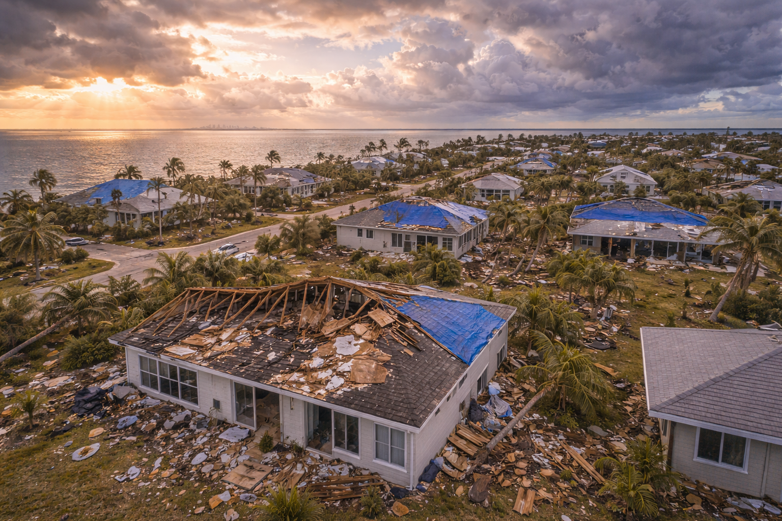 Hurricane damage public adjuster assessment of wind and water damage