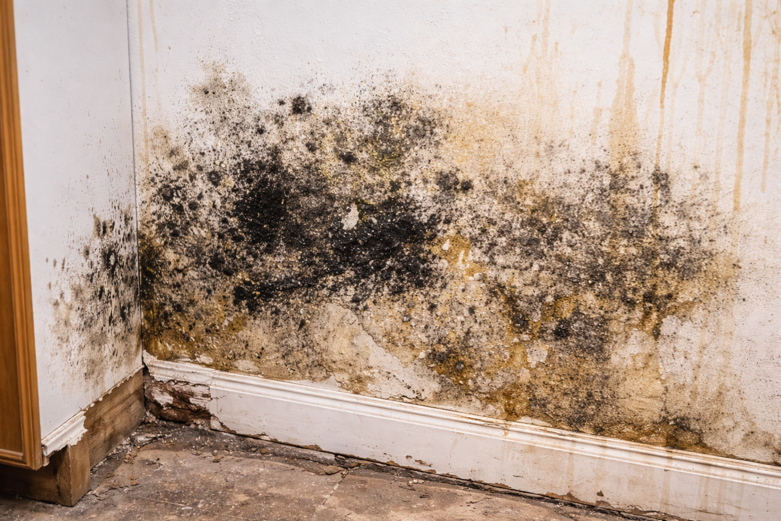 Mold damage remediation and insurance claim in a home